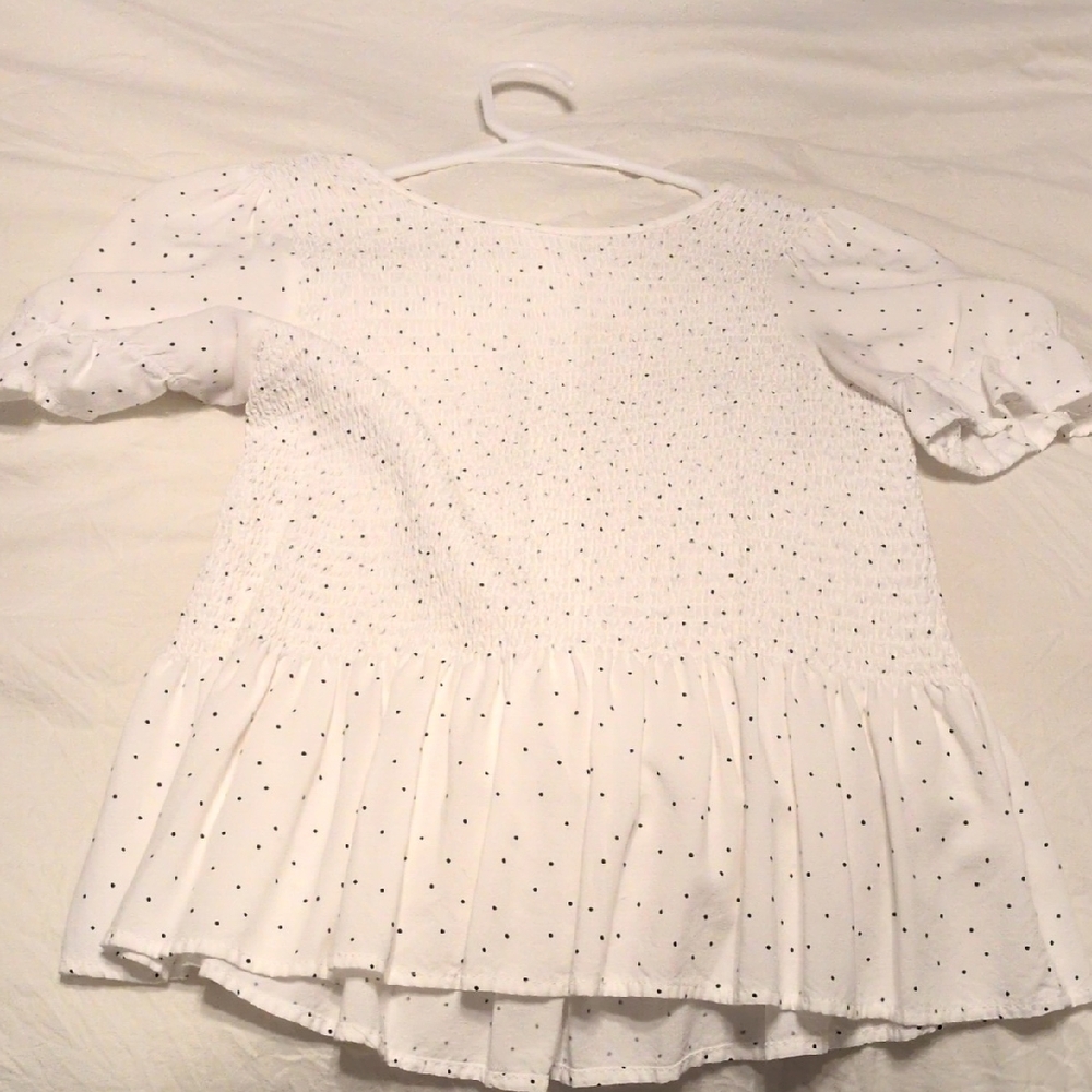 Miami White Blouse with Black Polka Dots